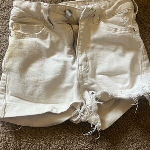 H&M White Distressed Jean Shorts
